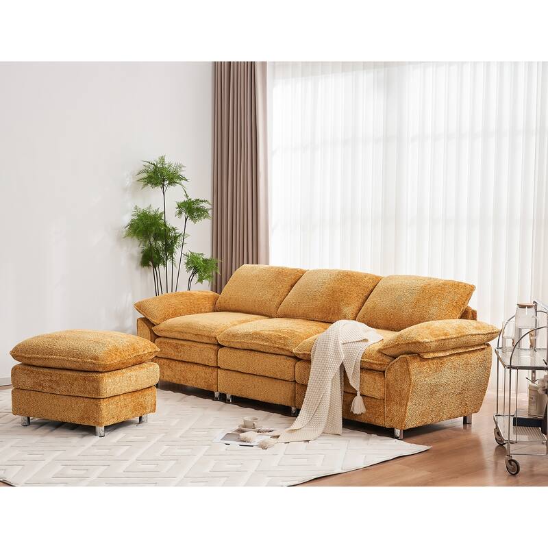 Modern dark three-seater sofa, polyester sofa sleeper, comfortable upholstered furniture for living room, apartment