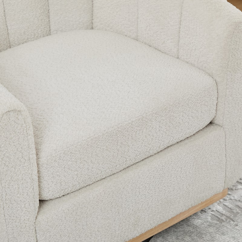 Chenille Upholstered Swivel Barrel Chair, Tufted Pumpkin-Shape Club Armchair, Lounge Reading Chair with Metal Base
