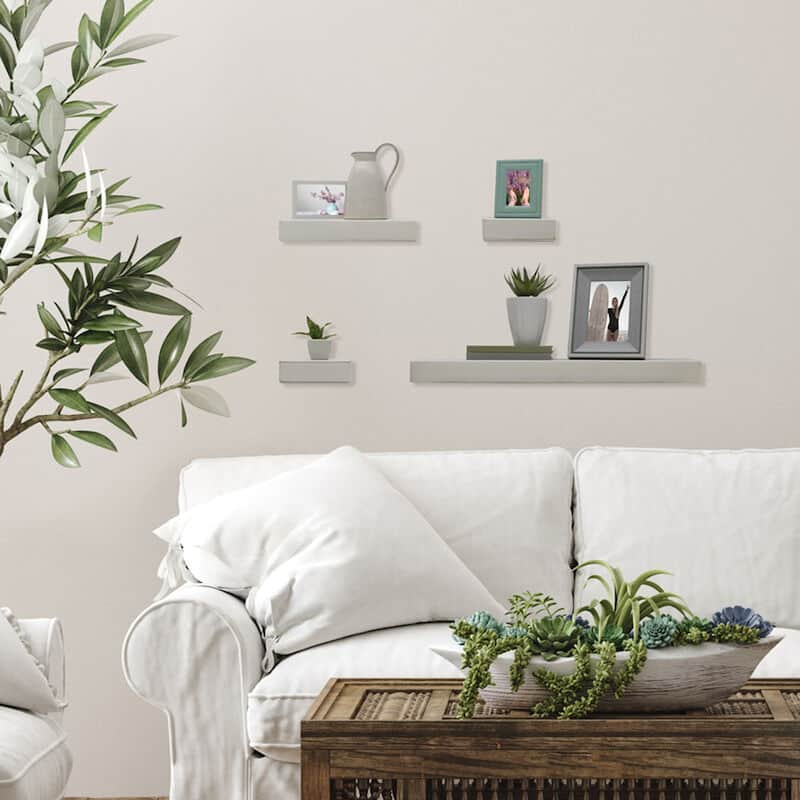 Melannco Set of 4 White Veneer Chunky Wood Shelves