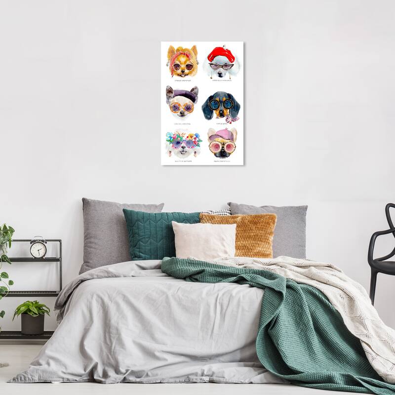 Wynwood Studio Canvas Animals Fashion Dog Chart White and Modern & Contemporary Wall Art Canvas Print - 24 x 16