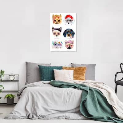 Wynwood Studio Canvas Animals Fashion Dog Chart White and Modern & Contemporary Wall Art Canvas Print