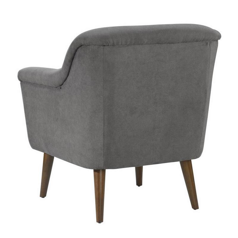 Gigi 32 Inch Accent Chair, Gray Fabric, Pillow Top Seat, Angled Wood Legs