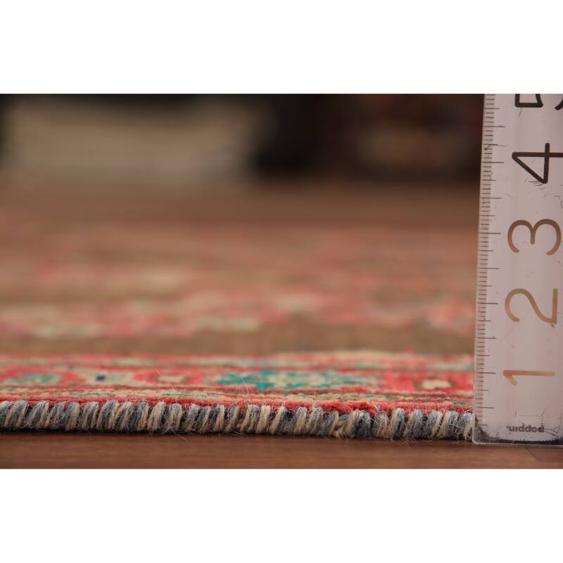 Brown Floral Mahal Persian Runner Rug Handmade Wool Carpet - 3'4"x 10'11"