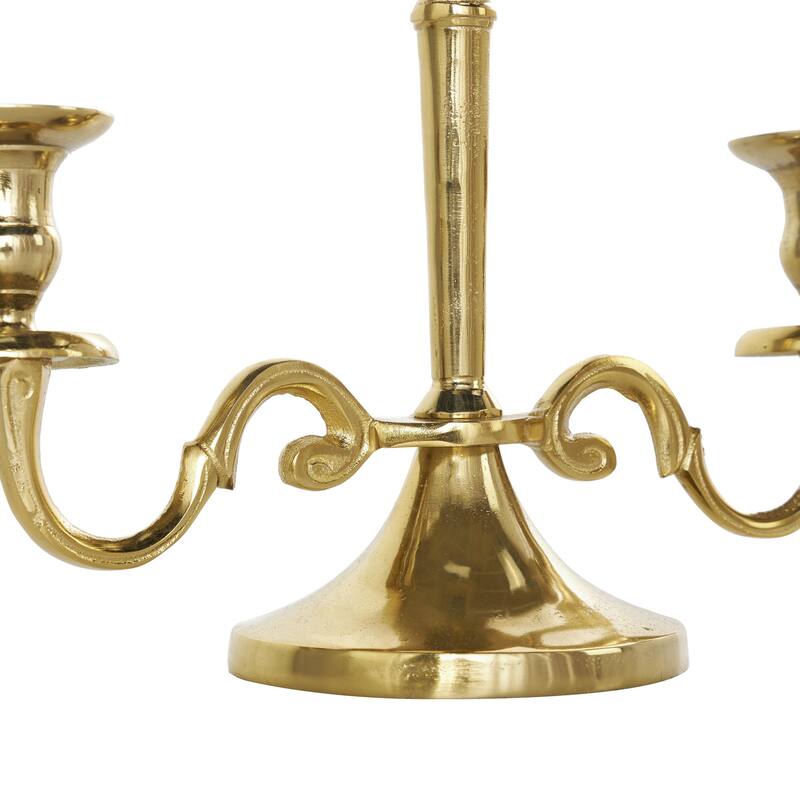 Aluminum Metal Scrolled Candelabra - Gold or Silver - Roche River Decor