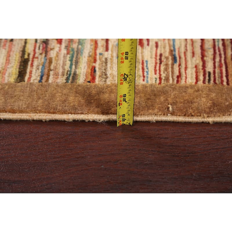 Contemporary Gabbeh Kashkoli Striped Area Rug Hand-knotted Wool Carpet - 3'8" x 6'6"