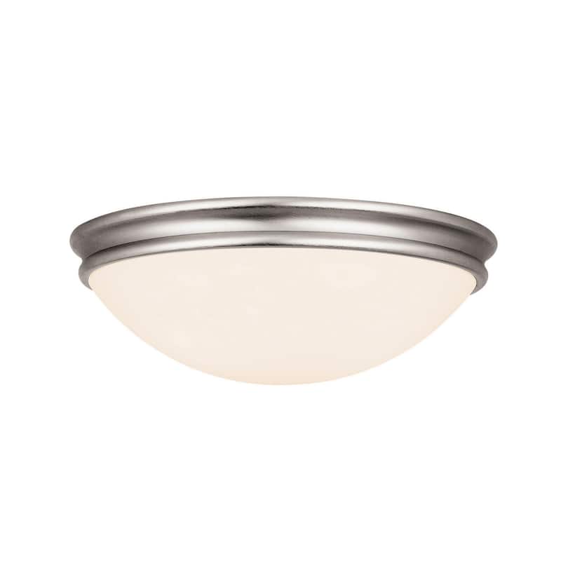 Access Lighting Atom 1 Light Flush Mount Ceiling Fixture - Brushed Steel / Opal