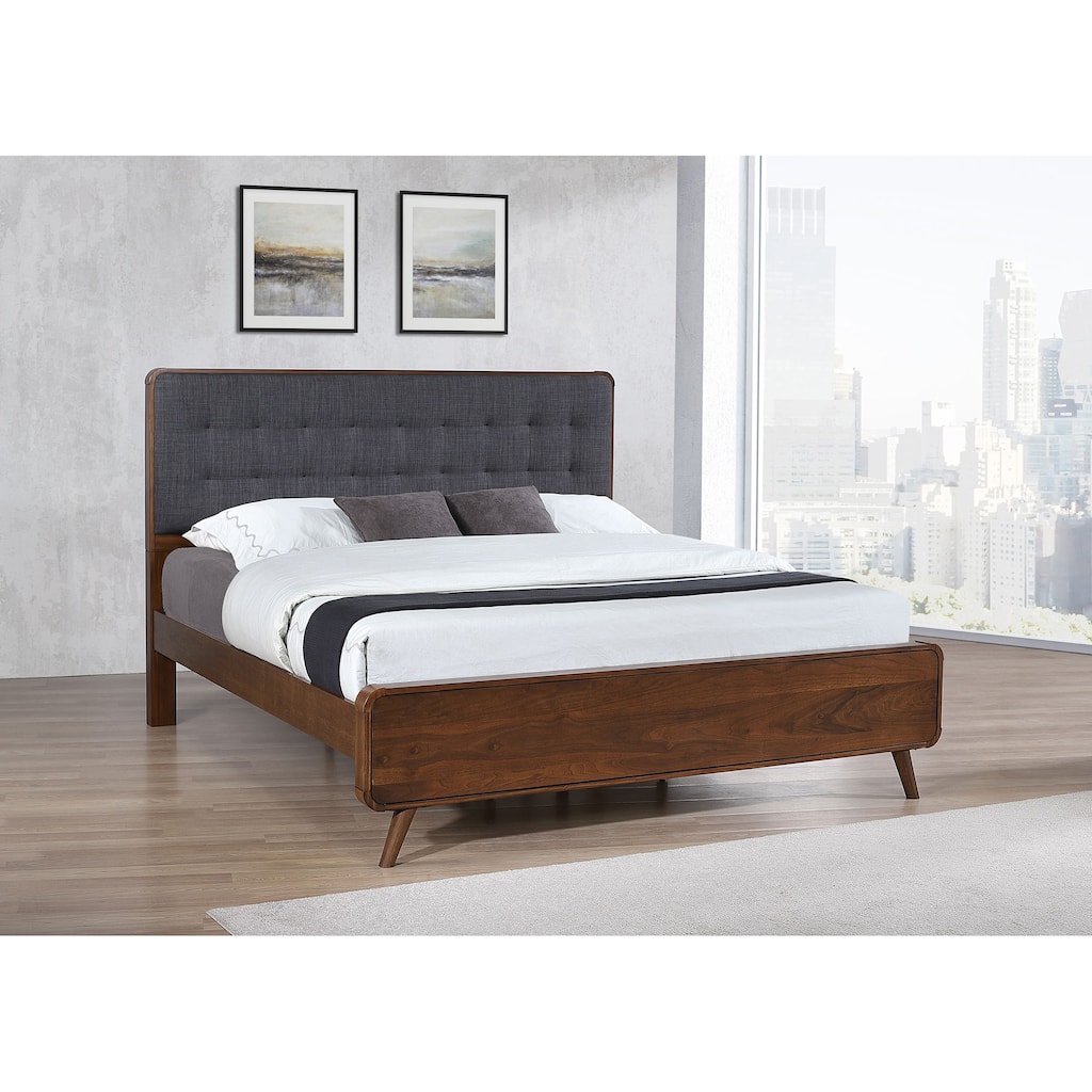 King Size Solid Wood Eastern Platform Bed with Storage Drawers and Panel Headboard