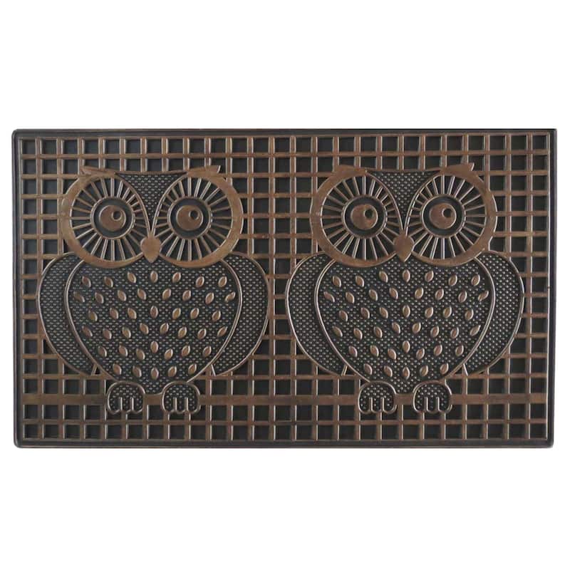 A1 Home Collections Rubber Pin 'Twin Owls' Doormat 18"X30",Fun Designed Floor Door Mats