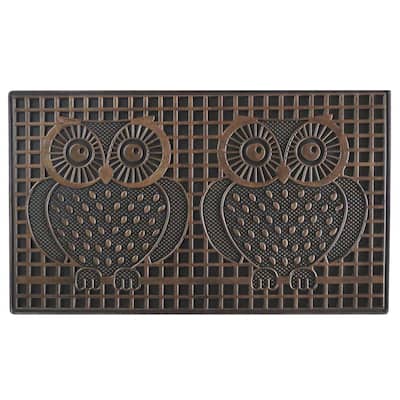 A1 Home Collections Rubber Pin 'Twin Owls' Doormat 18"X30",Fun Designed Floor Door Mats
