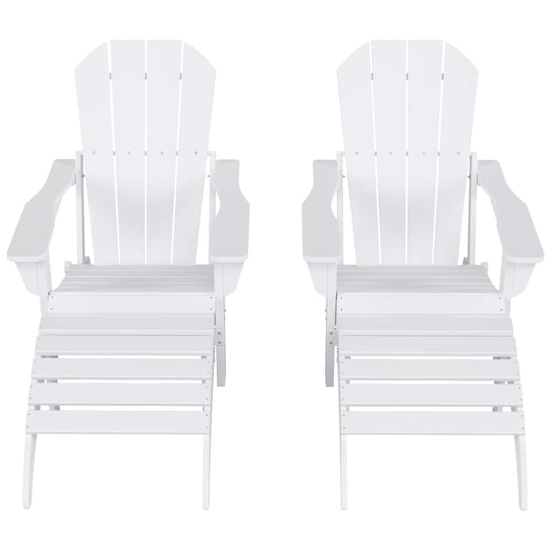 Polytrends Laguna Hdpe All Weather Outdoor Patio Foldable Adirondack Chairs With Ottomans (5-Piece Set)