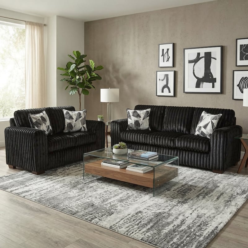 Roundhill Furniture Nolan 3-Piece Living Room Set, Sofa Loveseat and Chair