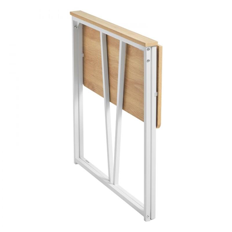 Wood Foldable Computer Desk with White Sturdy Steel Frame for Home Office and Study