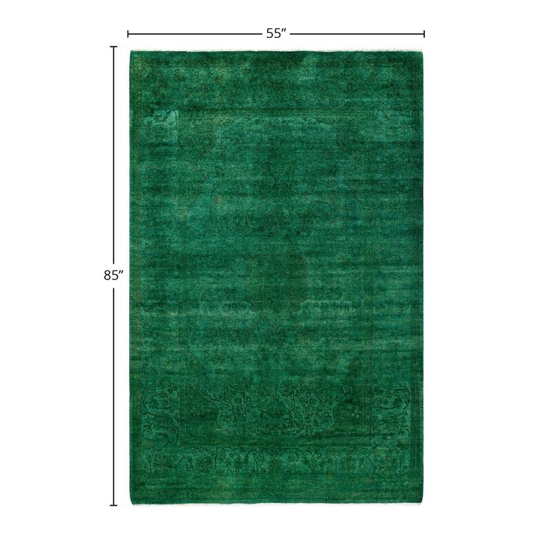 Contemporary Overdyed Wool Hand Knotted Area Rug - 4' 7" x 7' 1"