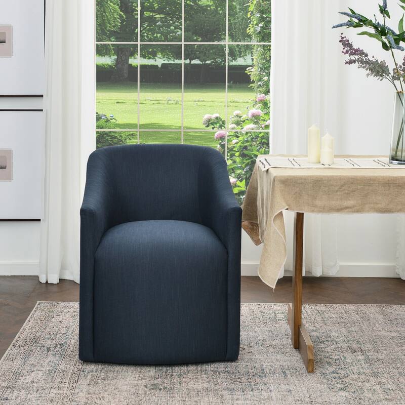 KINWELL 25" Performance Fabric Upholstered Rolling Dining Armchair