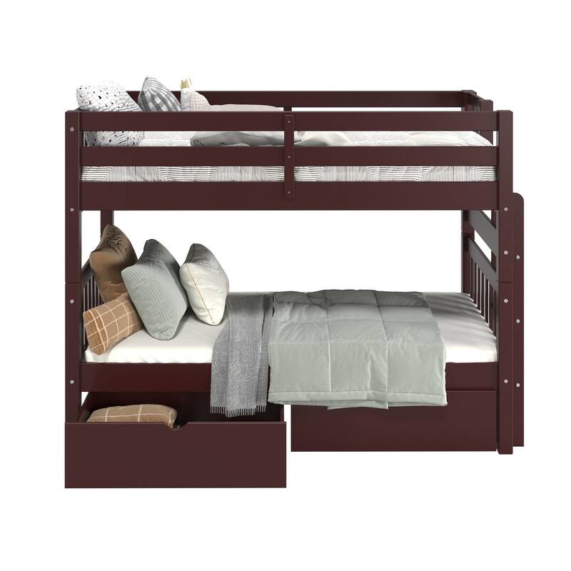 Taylor & Olive Trillium Twin over Twin Bunk Bed with Ladder, 2 Drawers