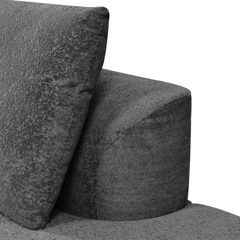 116" Curved Sectional Sofa with Chaise Lounge - High-Density Sponge Cushions, 2-Piece Set, Right-Hand Facing, Fully Assembled