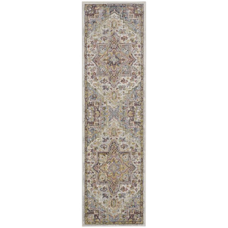 Hocu Power Loomed Abstract Floral Traditional Stain Resistant Area Rug By HomeRoots - 90' X '26' X '0.5