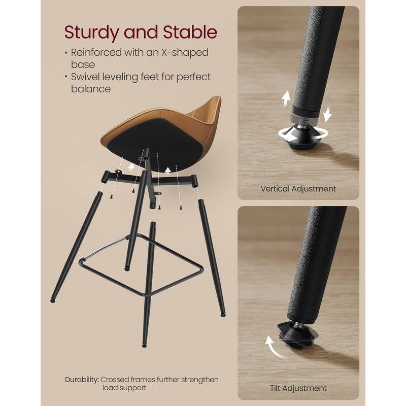 Contemporary Set of 2 Bar Stools - Stylish Seating Solution for Home