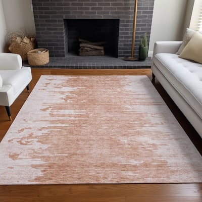 Machine Washable Indoor/ Outdoor Chantille Abstract Ombre Rug