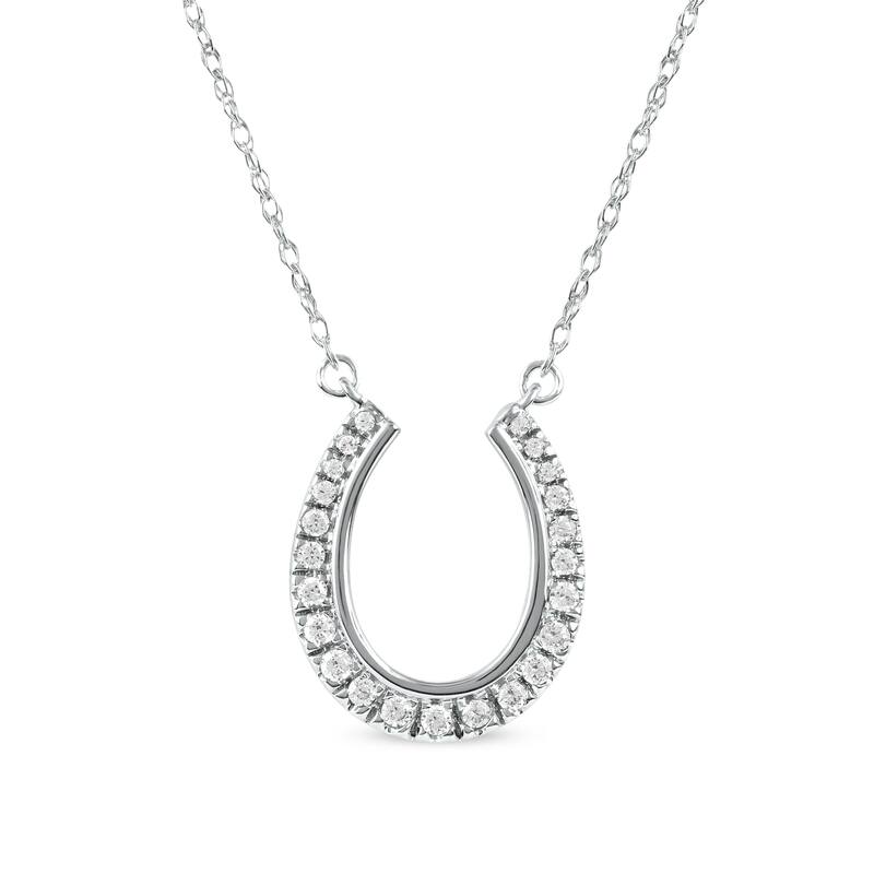 10K Gold 1/6ct TDW Diamond Horseshoe Pendant Necklace for Women