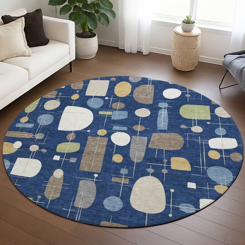 Machine Washable Indoor/ Outdoor Contemporary Fun Chantille Rug