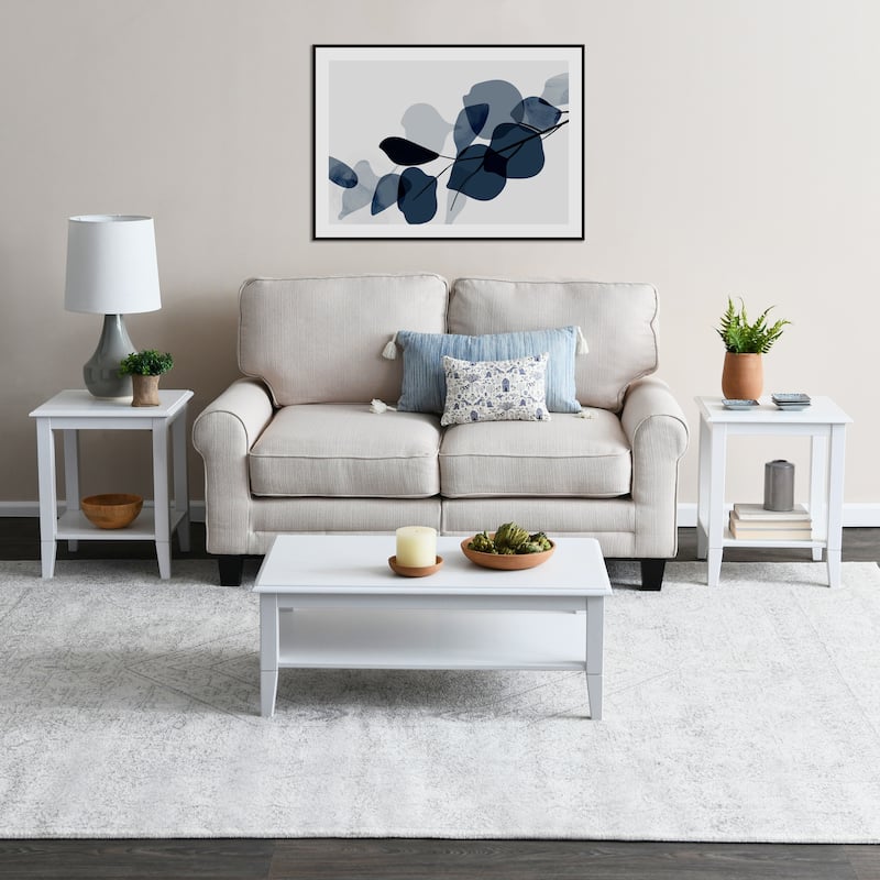 Coffee Table with Storage Shelf and Solid Wood Legs