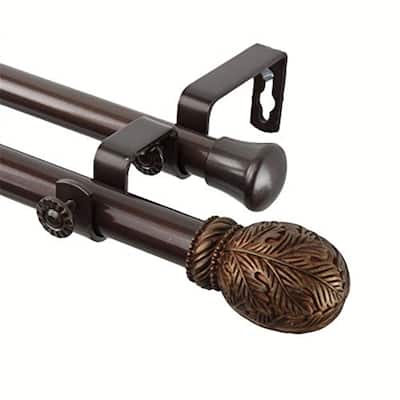 Decorative Double Curtain Rod - Victorian Style Window Treatment Hardware Set - Adjustable Length - 84