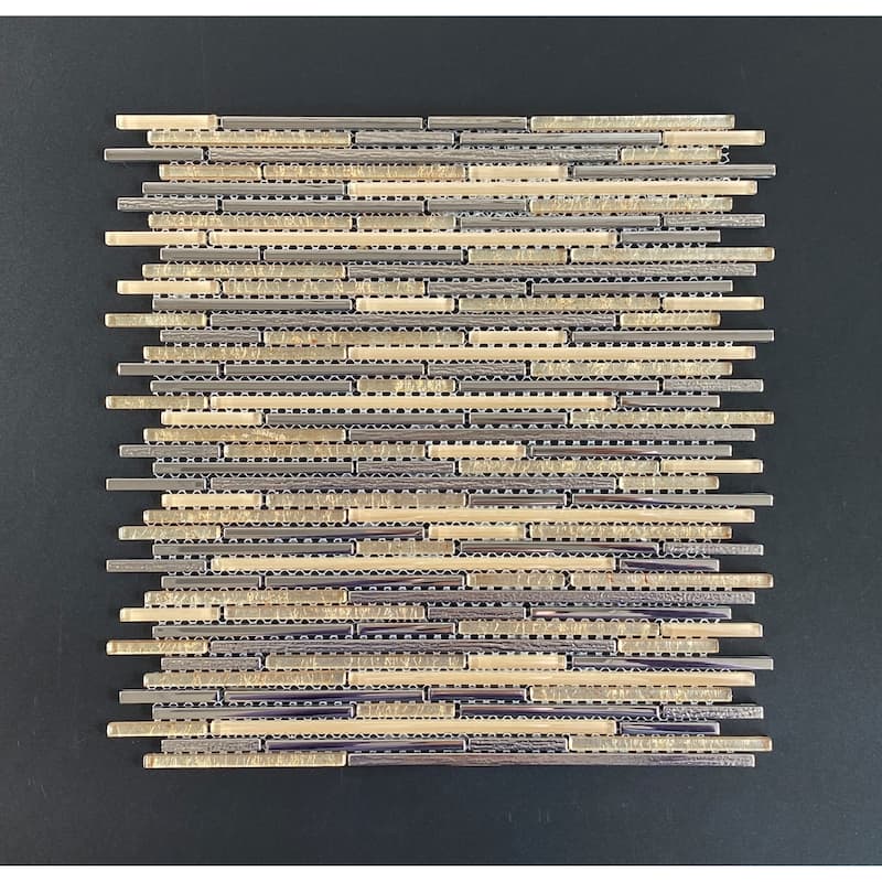 Glass Linear Wall Mosaic Tiles - Case (10 Sheets) - Rose Gold