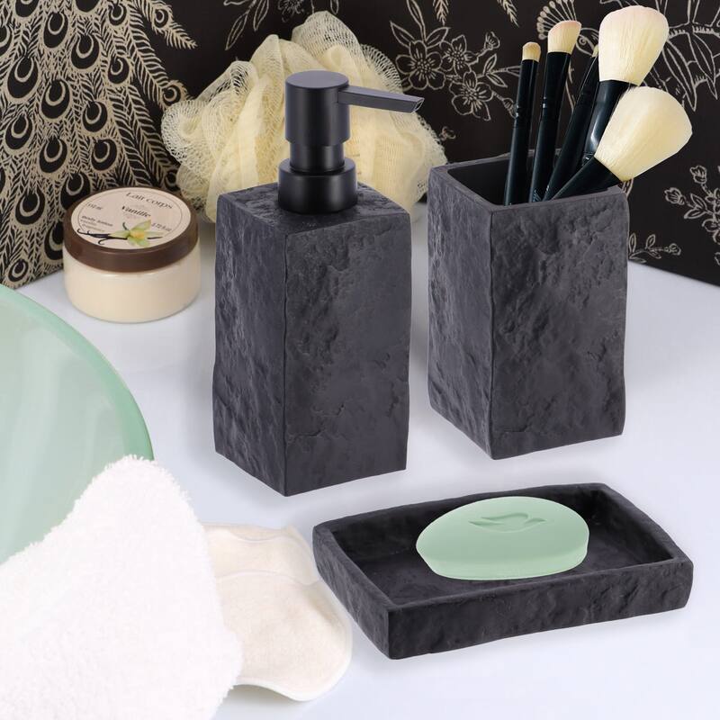 Collection Stone Effect Bath Accessory Set-4 pieces