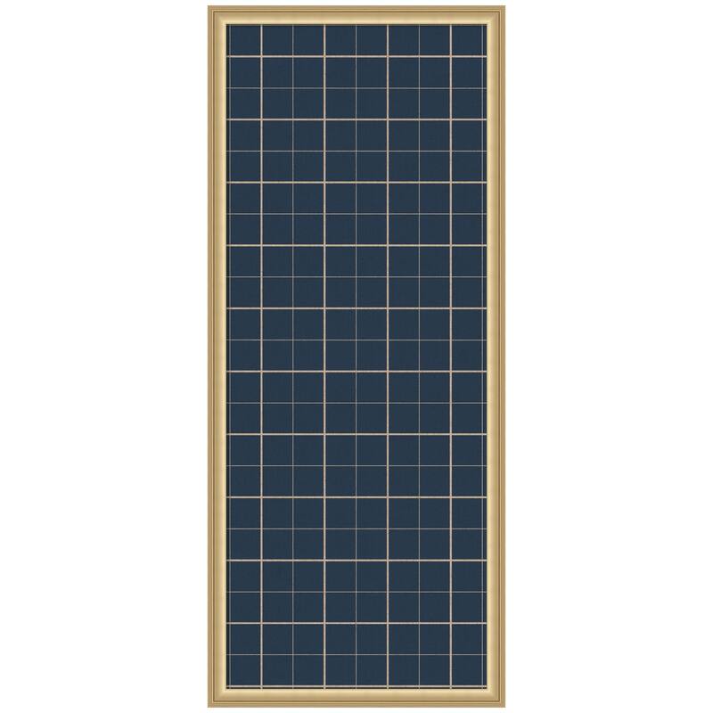 Kate and Laurel Framed Fabric Pinboard Navy Blue Plaid Wall Organization - 18 x 42 - Gold