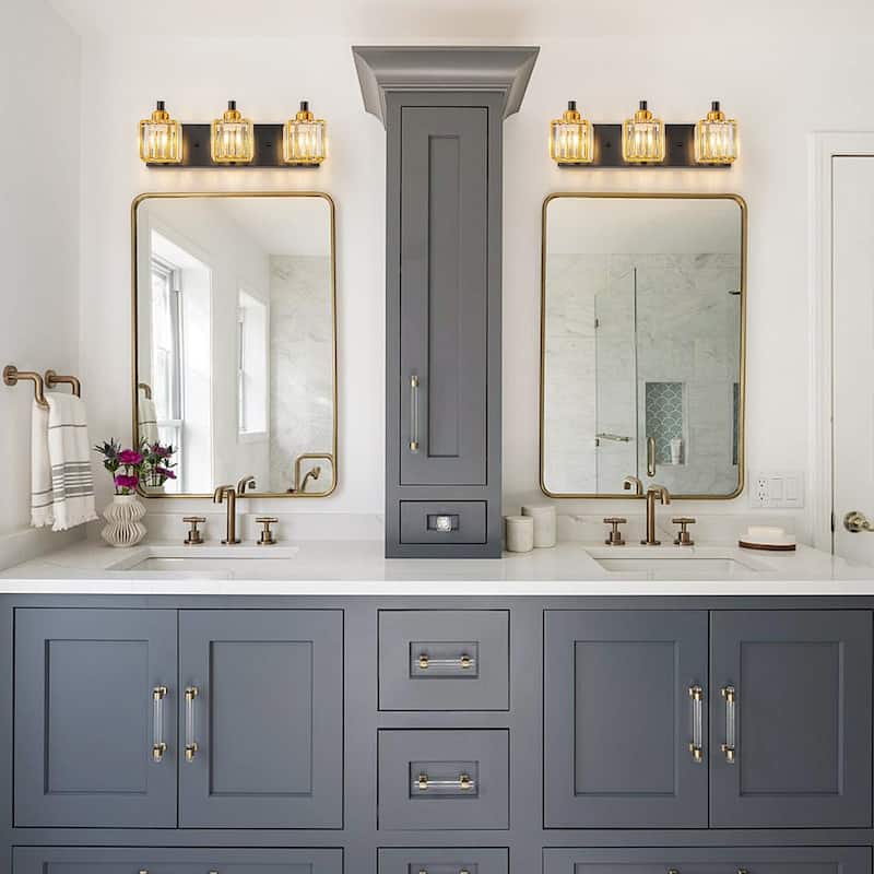 Dimmable Square Bathroom Crystal Vanity Light Wall Sconces