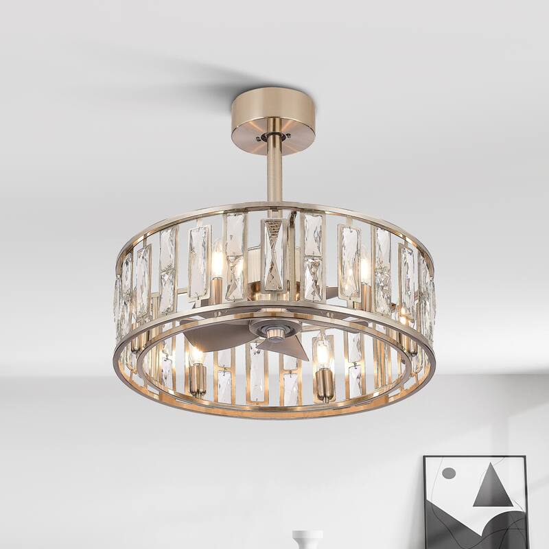 20-In Nickel Caged Ceiling Fan with Light Remote(5-blade)