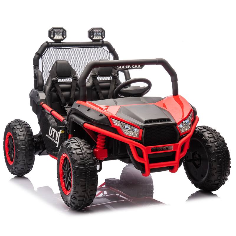 24V Kids UTV Ride-On Car with 400W Power, Four-Wheel Suspension, Bluetooth, and Remote Control.