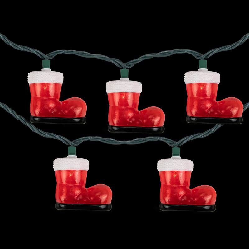 10-Count Santa's Boots Christmas Light Set 7.5ft Green Wire - 117"