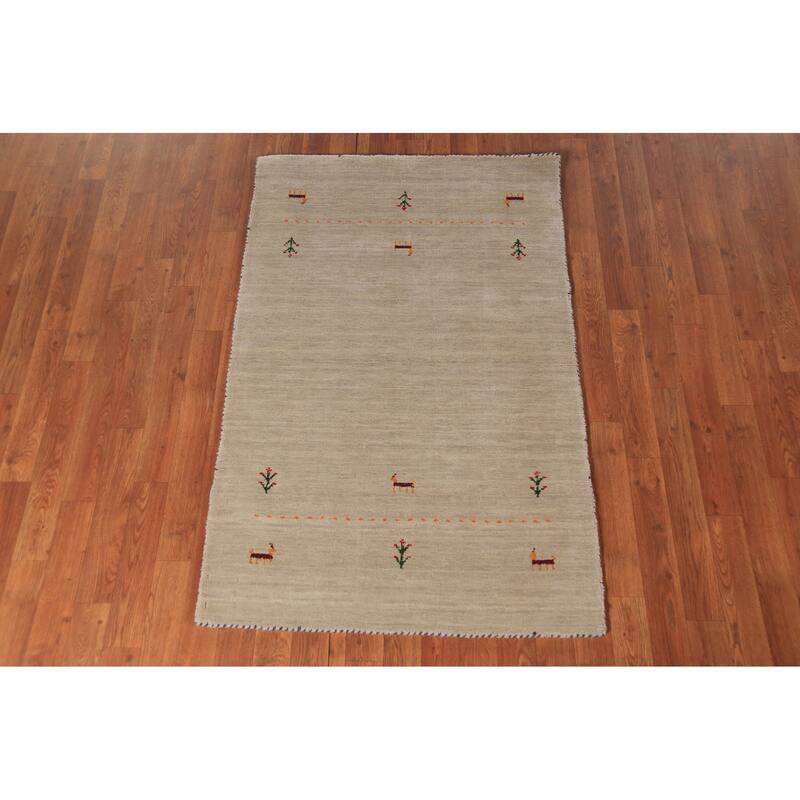 Tribal Gabbeh Indian Foyer Rug Handmade Modern Wool Carpet - 3'0" x 4'9"
