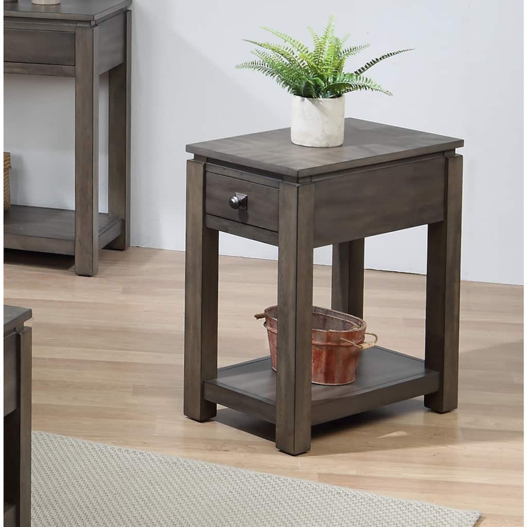 Narrow End Table With Drawer & Shelf - Small Accent Table for Living Room, Bedroom, Hallway - 27
