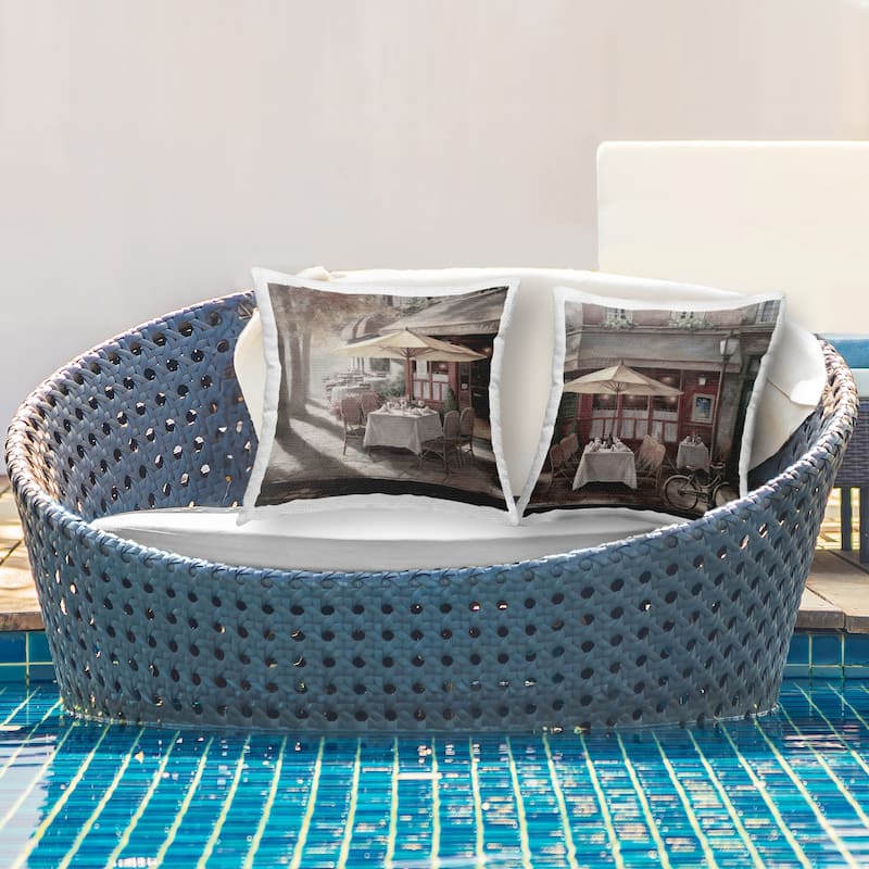 Stupell City Restaurant Sidewalk Seating Printed Outdoor Throw Pillow Design by T.C. Chiu (Set of 2)