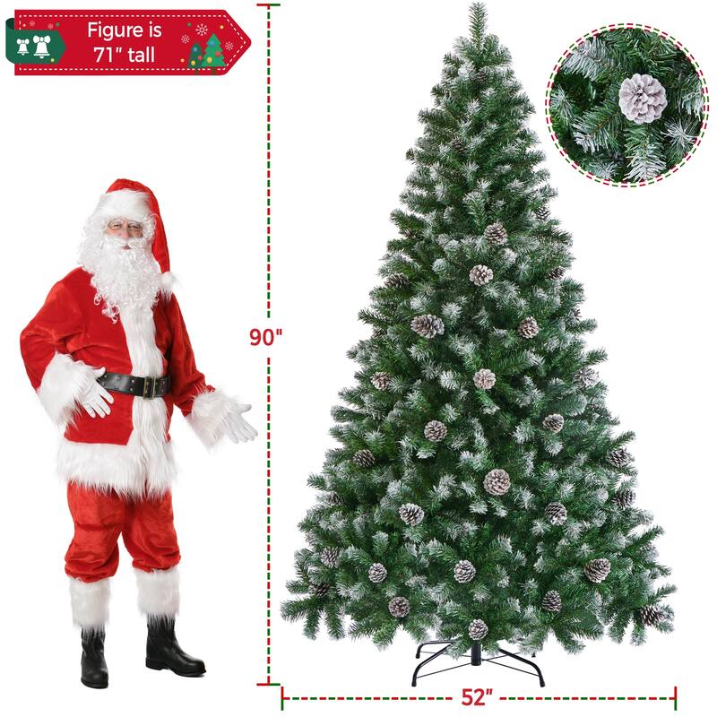 Yaheetech 4.5FT/6FT/7.5FT Pre-decorated Frosted Artificial Christmas Tree