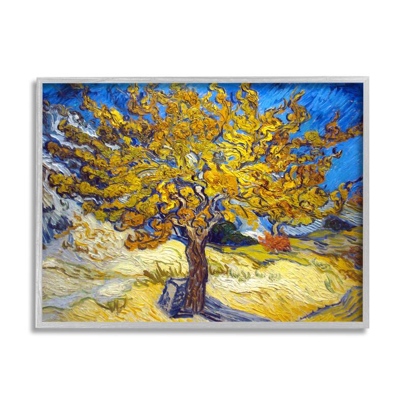 Stupell Golden Tree Blue Yellow Van Gogh Classical Painting Framed Wall Art - 24 x 30
