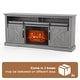 preview thumbnail 35 of 37, 68" Farmhouse Sliding Barn Door Fireplace TV Stands Console Table with 23" Electric Fireplace
