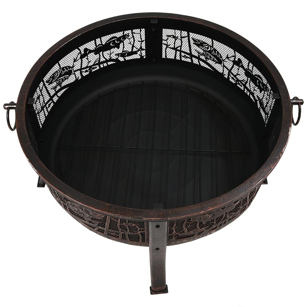 Shop Sunnydaze 30 Fire Pit Steel With Northwoods Fishing Design