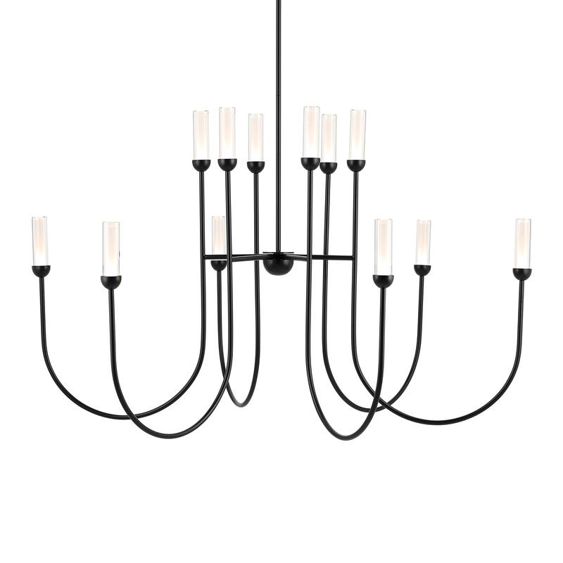 Moraine 50 Inch LED 12 Light 2-Tier Chandelier in Black