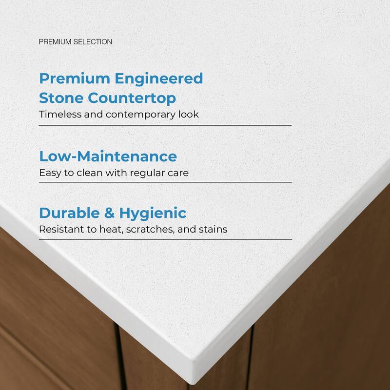 Diya Undermount Single Sink Bathroom Vanity with White Engineered Marble Top