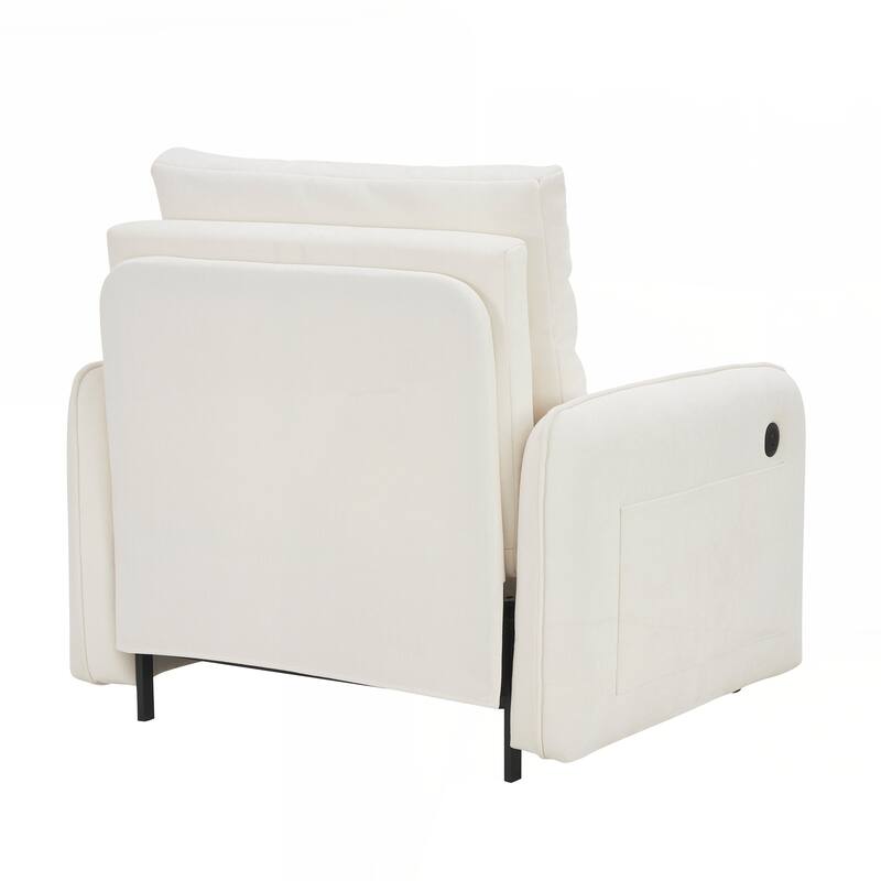 80" Extra Long Pull Out Sleeping Lounge with USB Charging, Storage Pockets and Box