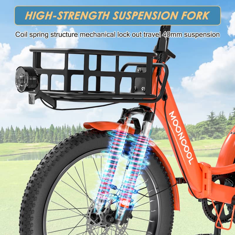 DoCred Electric Folding Tricycle for Adult with Front and Rear Baskets