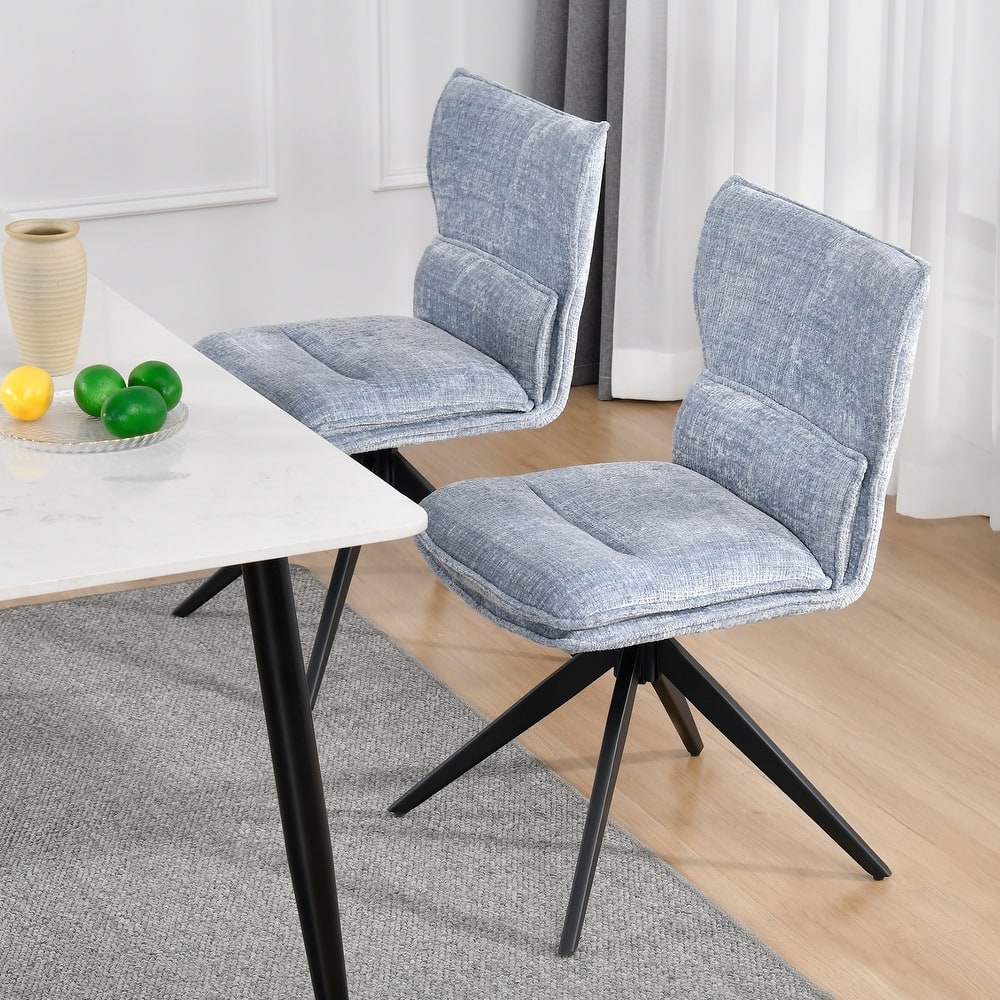 Modern Upholstered Swivel Dining Chairs Accent Side Chairs with Metal Legs