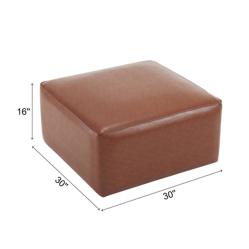 Square PU Leather Ottoman - Upholstered Footrest for Living Room