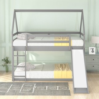 Twin Size Bunk House Bed with Slide and Ladder - Bed Bath & Beyond ...