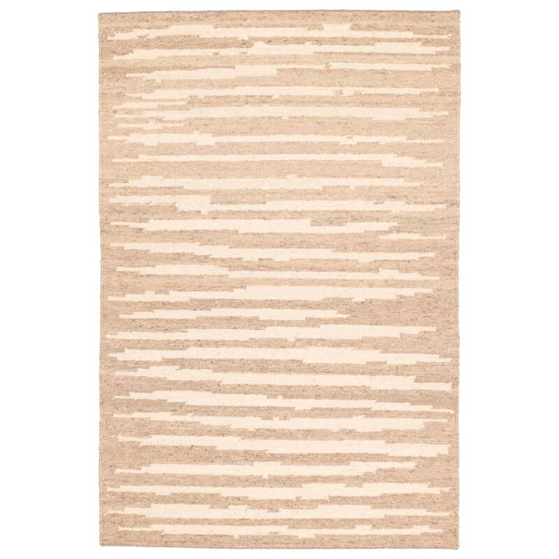 ECARPETGALLERY Flat-Weave Marrakech Taupe Wool Kilim - 5'2 x 7'11