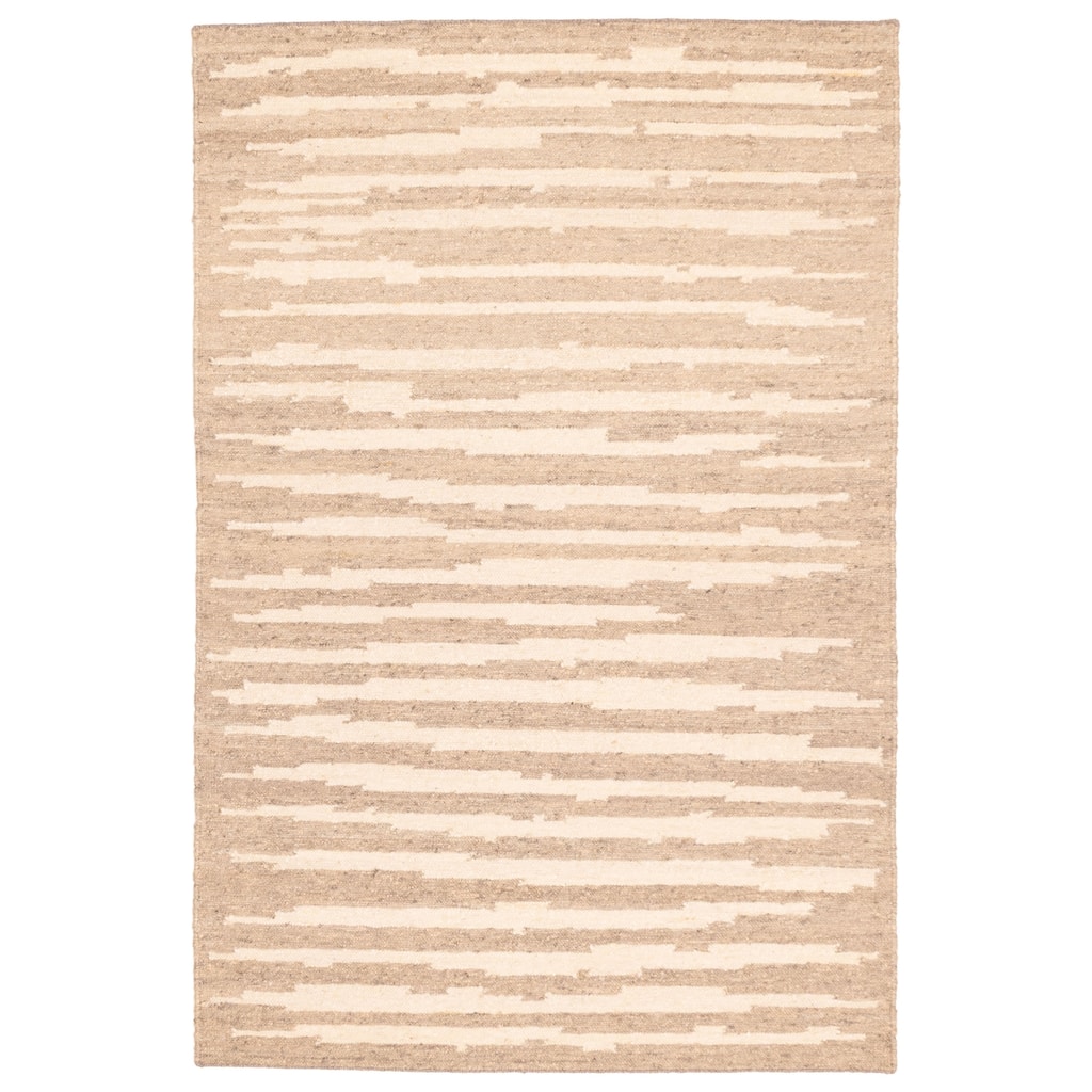 ECARPETGALLERY Flat-Weave Marrakech Taupe Wool Kilim - 5'2 x 7'11